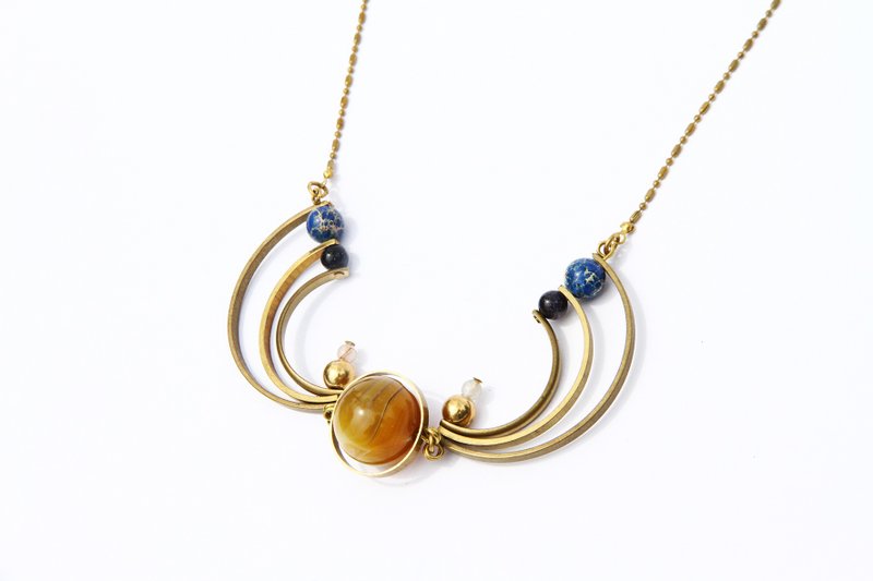 满月黄玛瑙星球项链 - 项链 - 其他金属 