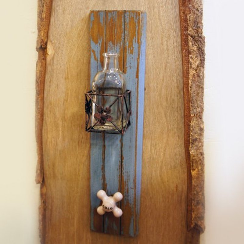 悠闲的墙边风景＿挂钩 花瓶 希腊蓝的木制  壁面饰板 - 墙贴/壁贴 - 木头 蓝色