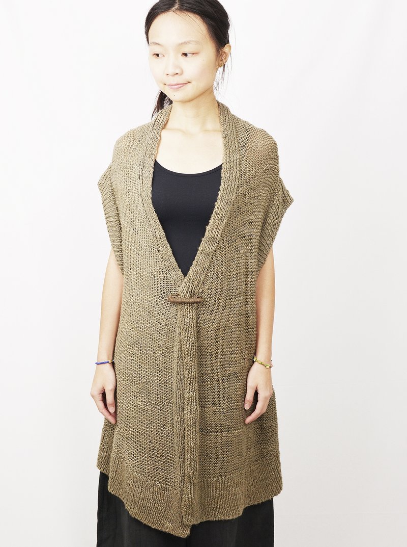 手织香蕉纤维背心短外套＿公平贸易 - 女装休闲/机能外套 - 其他材质 灰色