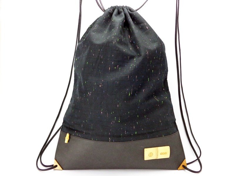 束口袋 束口包 后背袋 [竹][环保][自然分解] - 束口袋双肩包 - 棉．麻 黑色