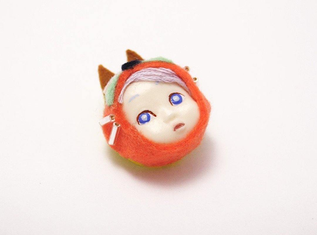 Cosplay Kids brooch [fox / orange] - 胸针 - 塑料 橘色