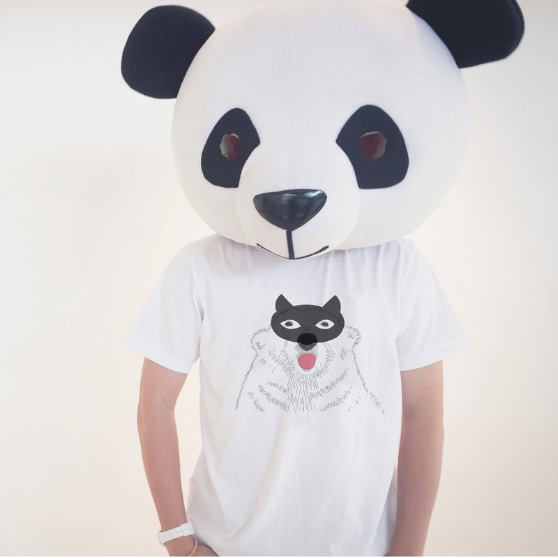 “黑猫”北极熊变色T-shirt - 中性连帽卫衣/T 恤 - 棉．麻 白色