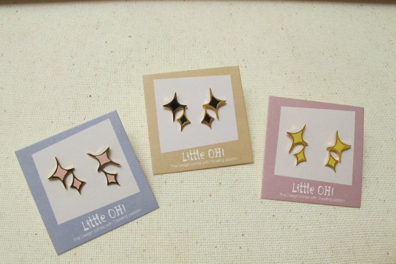 bling bling 针式耳环 - 耳环/耳夹 - 其他金属 黑色