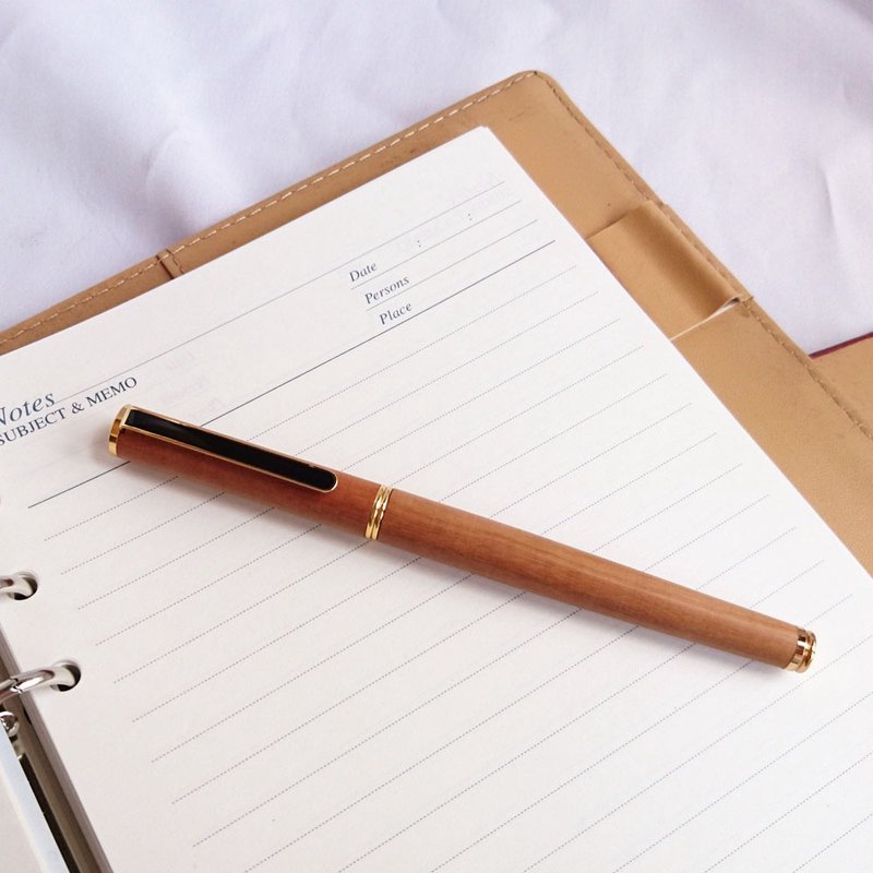 印度老山檀香笔【一般型钢珠笔】精致皮质笔盒礼物包装 - 钢珠笔 - 木头 咖啡色