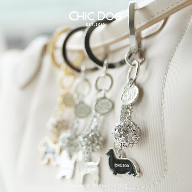 CHIC DOG豪华大钻球挂饰(银色填白款) - 吊饰 - 其他金属 灰色