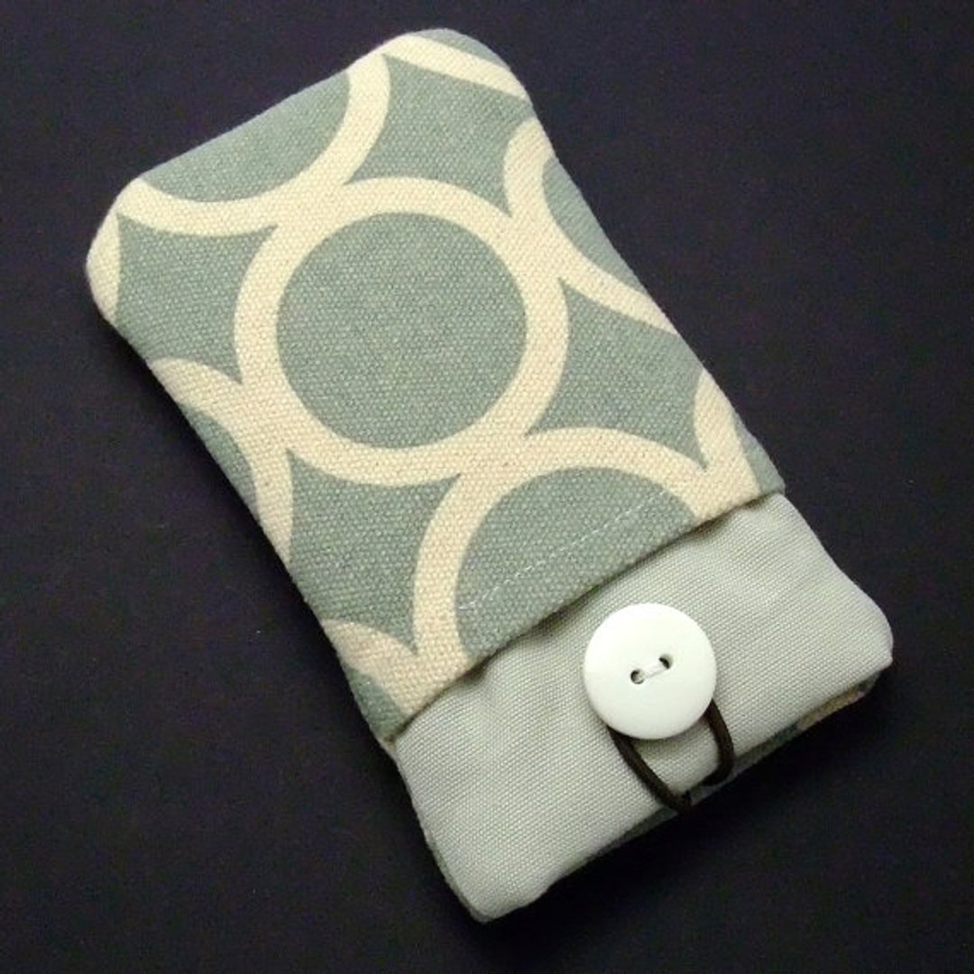 iPhone sleeve, Samsung Galaxy S8, Galaxy Note 8 pouch cover 自家制手提电话包, 手机布袋，布套 ，(可量身订制) - 灰色圆形图案 (P-5) - 手机壳/手机套 - 棉．麻 灰色