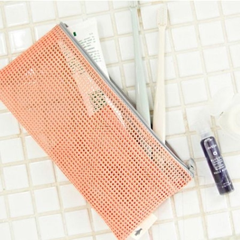 Dessin x Iconic-环游世界网格盥洗袋笔袋-蜜桃粉,ICO99422 - 化妆包/杂物包 - 其他材质 粉红色