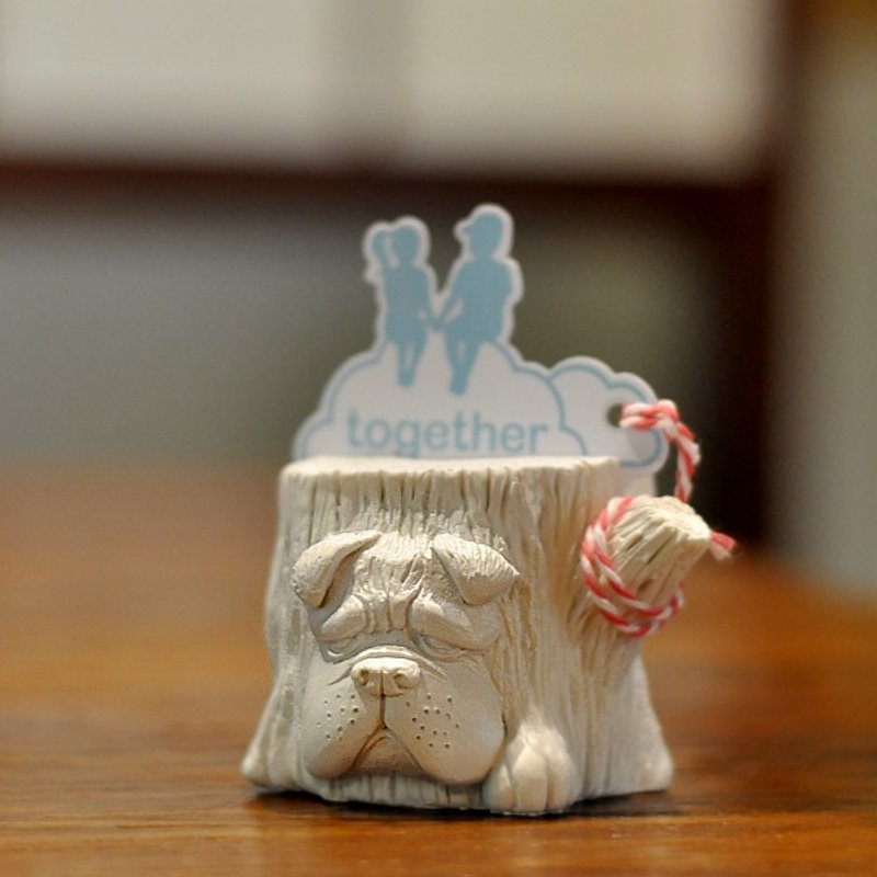 森林树.斗牛犬保罗 .名片座/手机座 - 摆饰 - 其他材质 白色