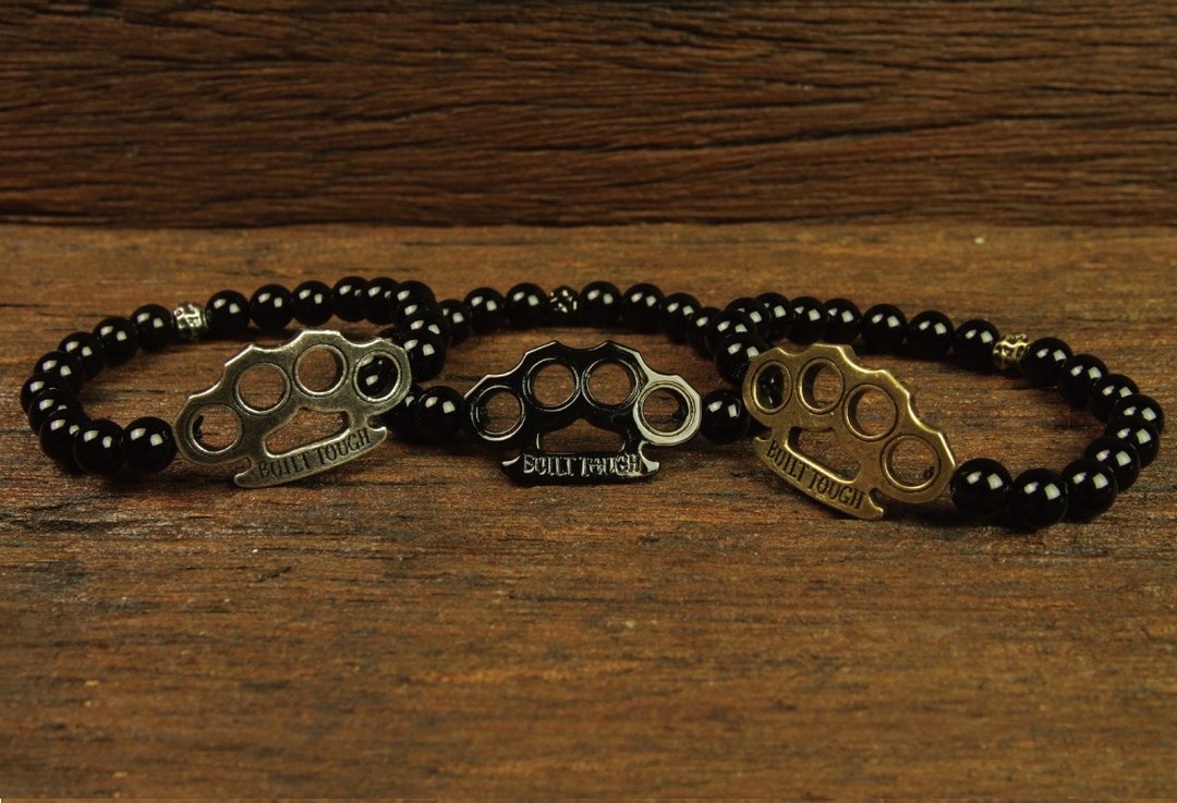 【METALIZE】Brass Knuckles 8MM Beaded Bracele 手指虎8mm串珠手链 - 手链/手环 - 宝石 