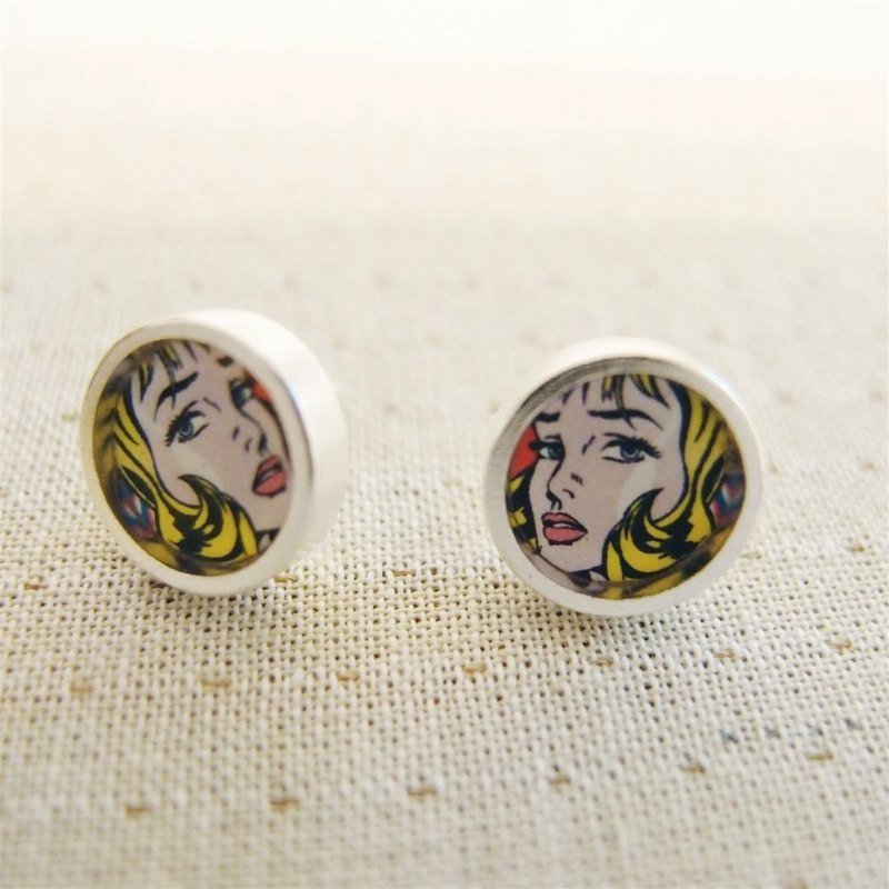 普普风 925银耳环 - 耳环/耳夹 - 其他金属 