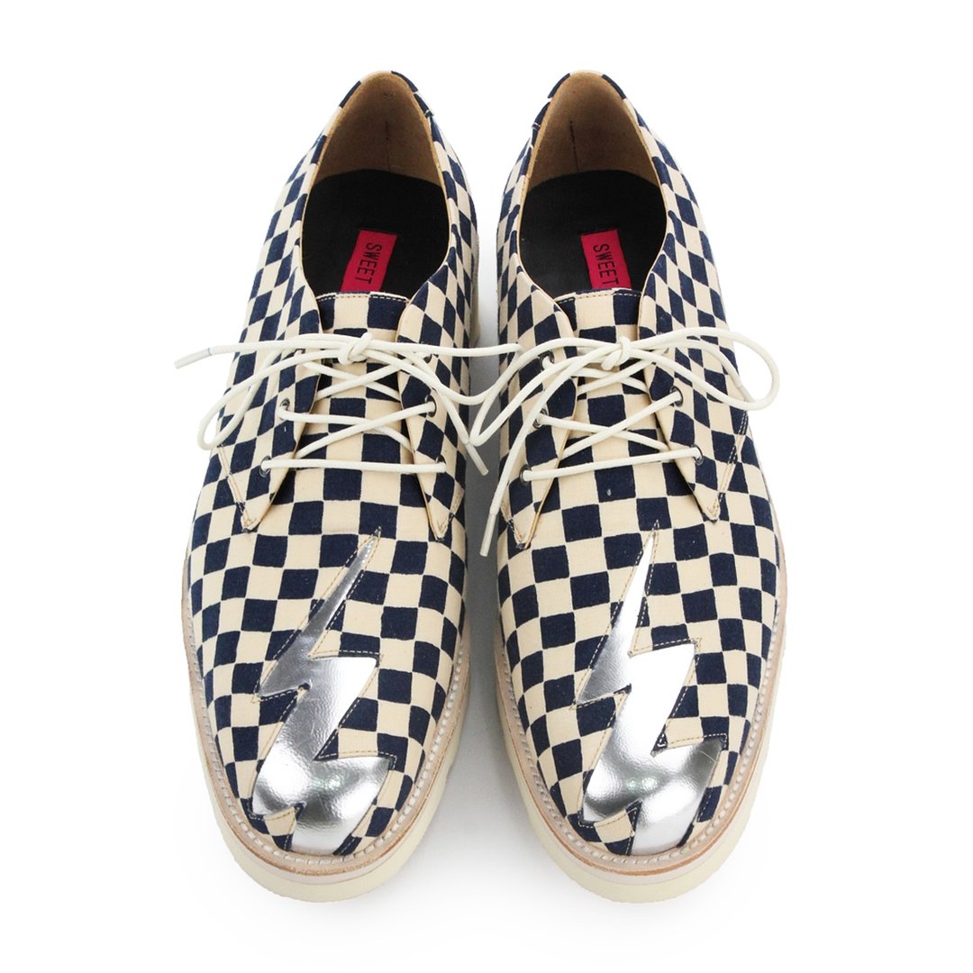 WHITE QUEEN M1134 Silver Chessboard Derby  sneakers - 男款休闲鞋 - 棉 多色