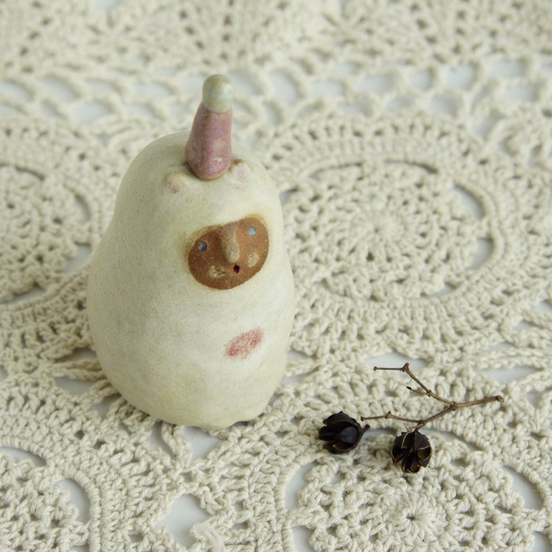 ［手感陶作］雪球猫过圣诞 - 花瓶/陶器 - 其他材质 白色