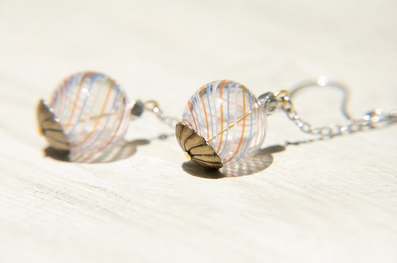 情人节礼物 / 简约感 / 法式旋转圆舞曲玻璃球耳环 / 耳饰 - 双色糖果 ( 可改夹式 ) - 耳环/耳夹 - 玻璃 多色