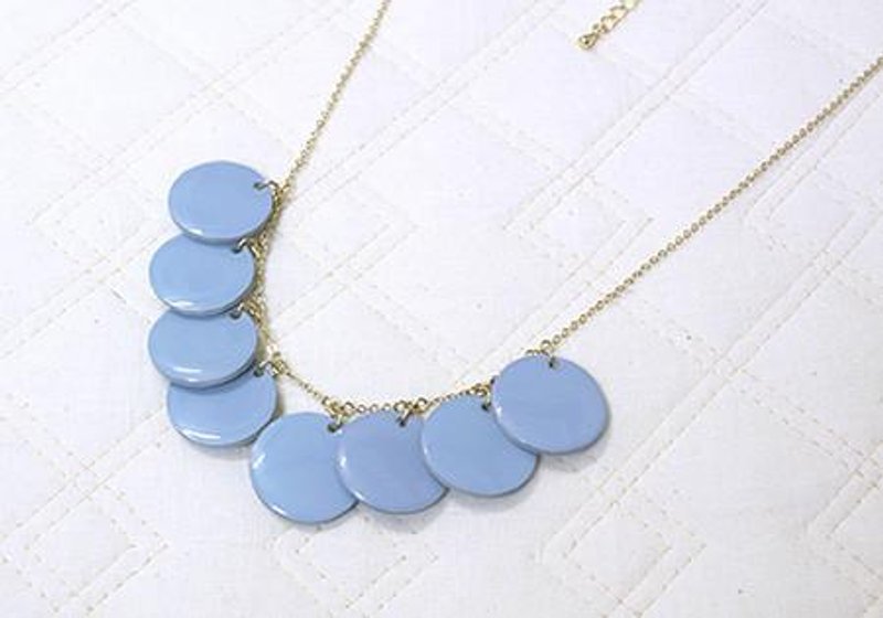 珐琅粉蓝色圆项链 - 项链 - 塑料 蓝色