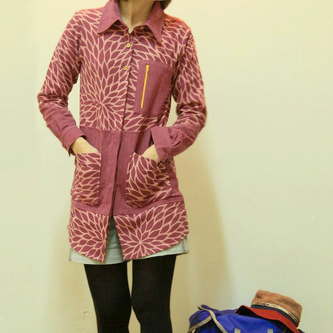 EARTH.er  │"PINKY LEAF"长衬衫 ● PINKY LEAF Female Long Shirt│ :: 香港原创设计品牌 :: - 女装上衣 - 棉 粉红色