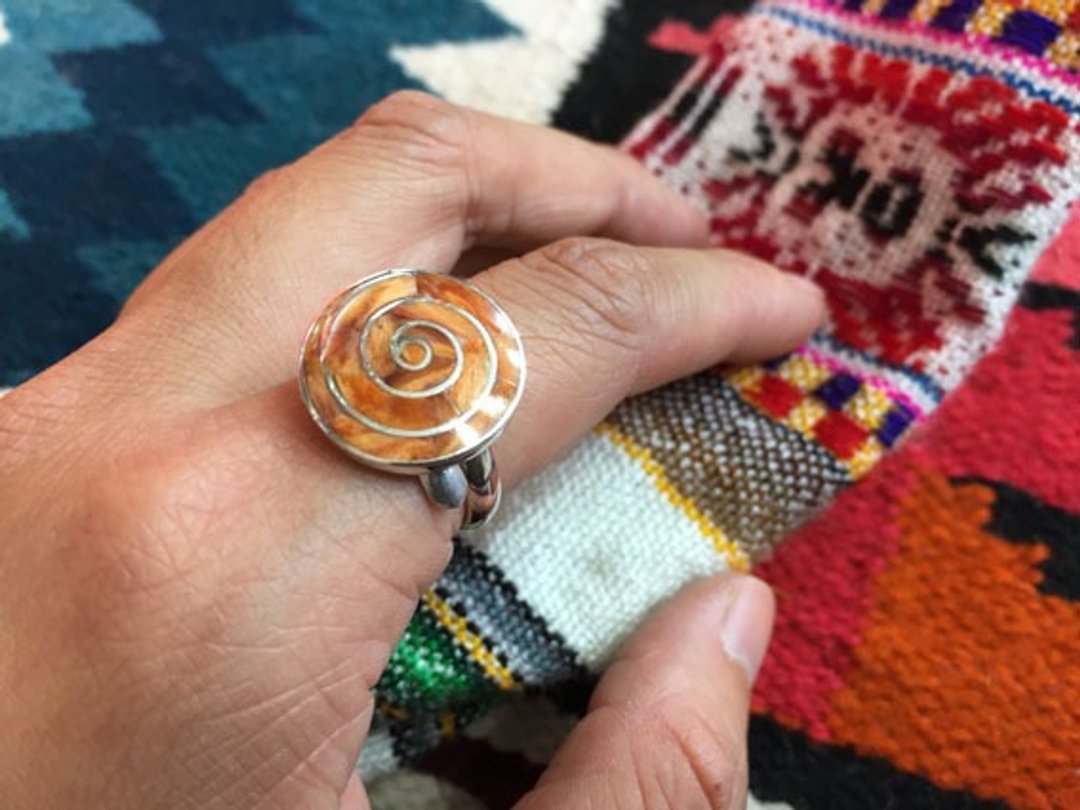mullu印加同心圆红宝石950纯银 made in CUSCO - 戒指 - 宝石 红色