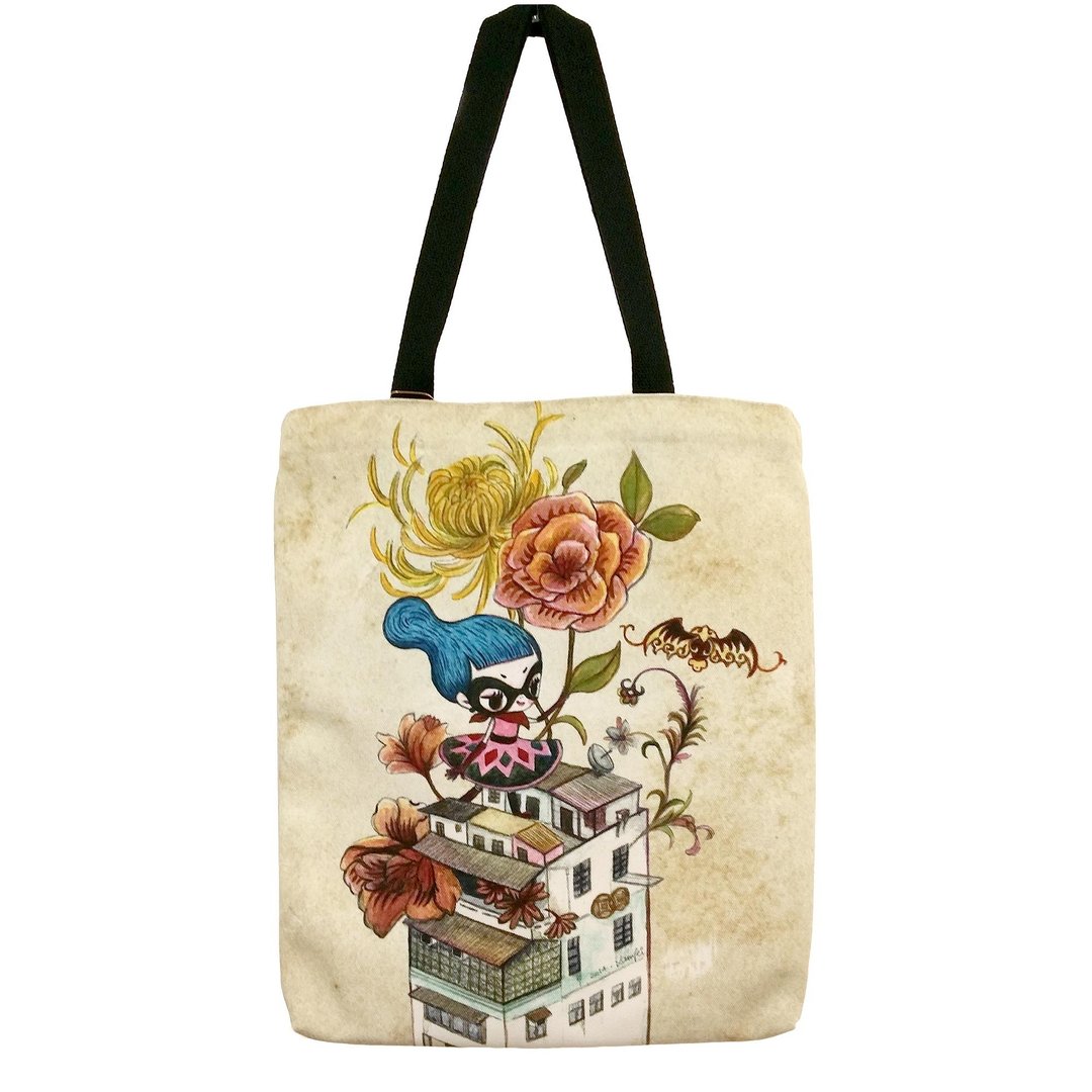 帆布袋【那城忆记】FlyingSofye插画。厚身 耐用 Totebag - 手提包/手提袋 - 其他材质 金色