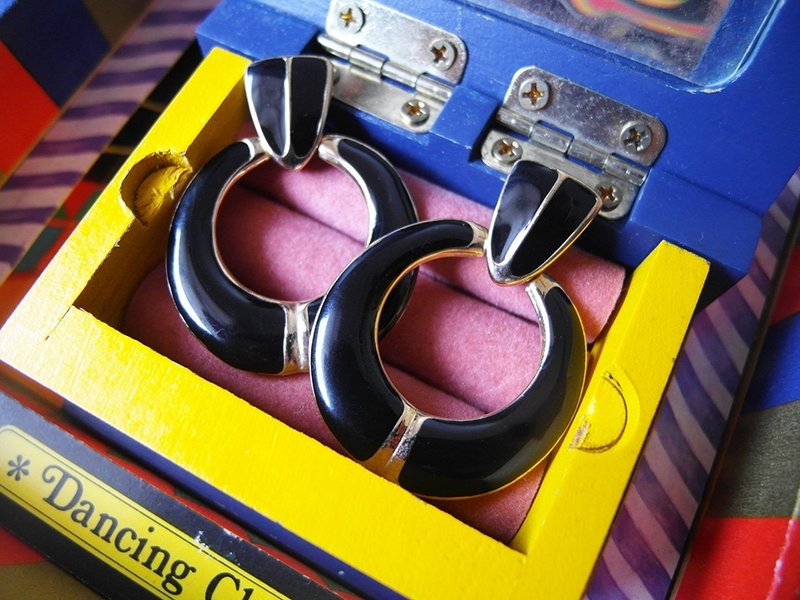 古董针式耳环【玛列菲森】 - 耳环/耳夹 - 其他材质 黑色