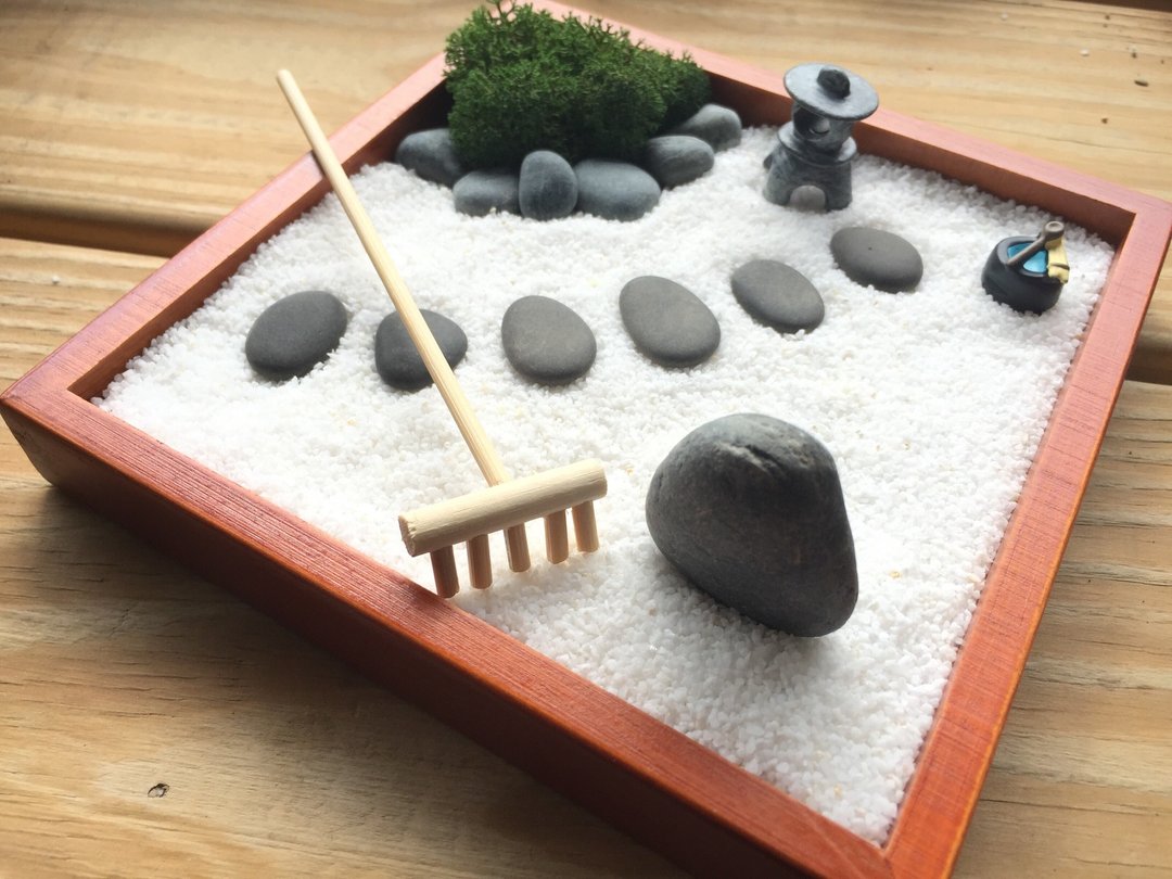 纯自然 日式 禅庭 木盒 沙盘 枯山水 石灯 节日 送礼 小物 zen - 摆饰 - 木头 白色