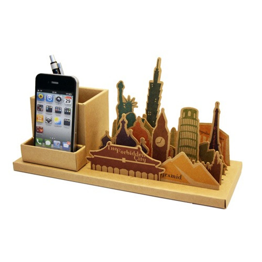 Stationery-Famous Building 雅痞文具组-顶尖建筑 - 铅笔盒/笔袋 - 纸 咖啡色