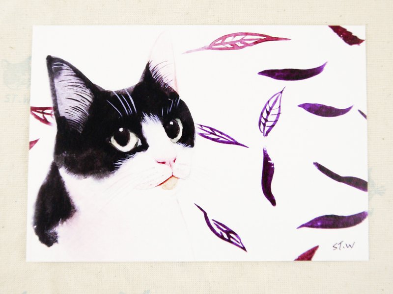 秋天的猫明信片 - 卡片/明信片 - 纸 白色