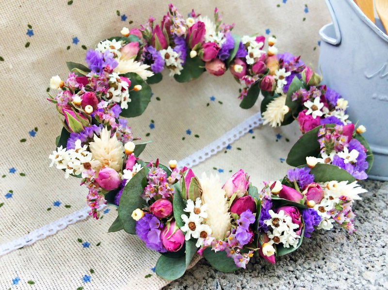 【一抹优雅─尤佳利叶干燥花圈】干燥花 婚礼小物 - 植栽/盆栽 - 其他材质 