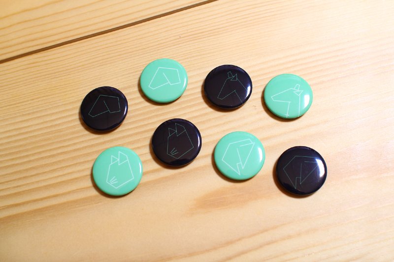 几何线条动物胸章 - 狗、猫、长颈鹿、大象 - 胸针 - 塑料 黑色