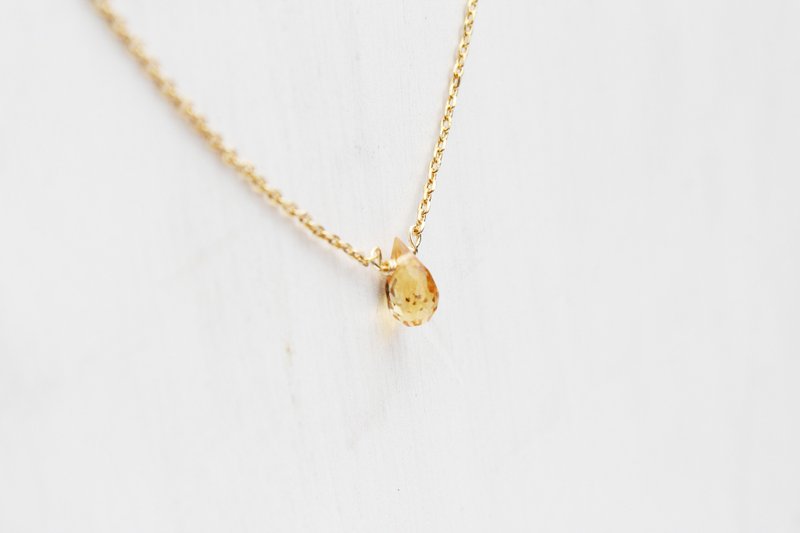 11月份诞生石-黄水晶 Citrine シトリン锁骨项链 - 项链 - 宝石 黄色