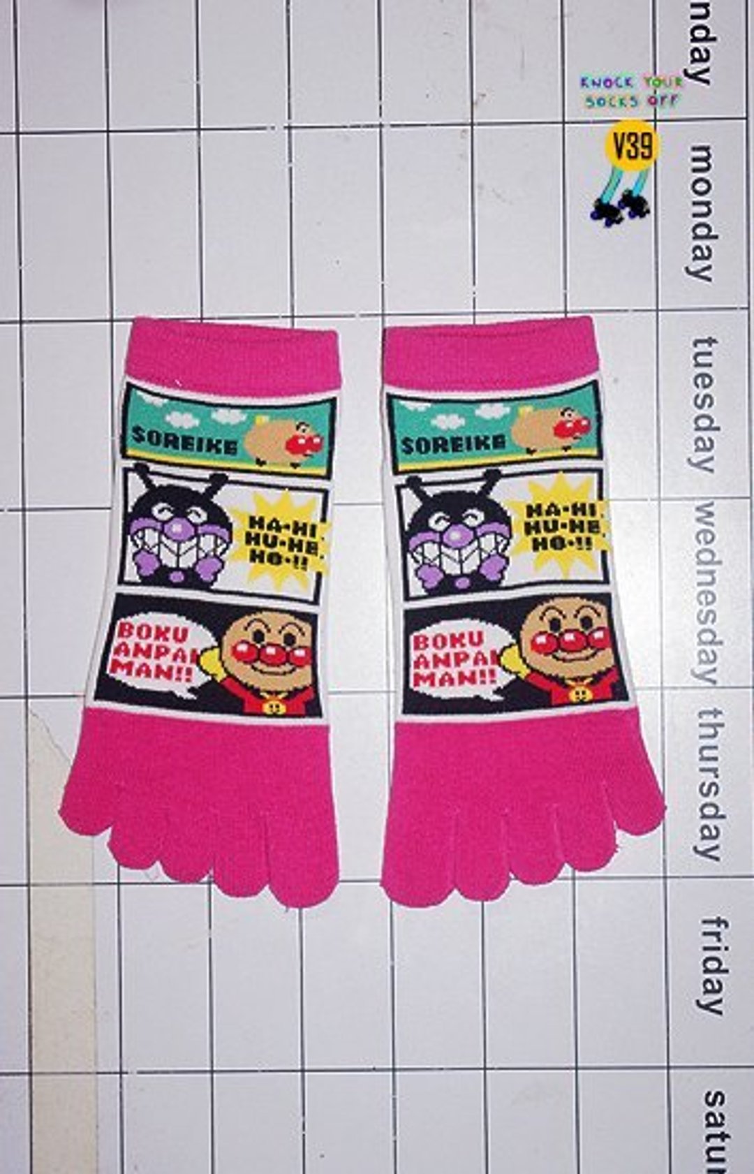 面包超人五指袜!!夏漪眺=knock your socks off !! - 袜子 - 其他材质 粉红色