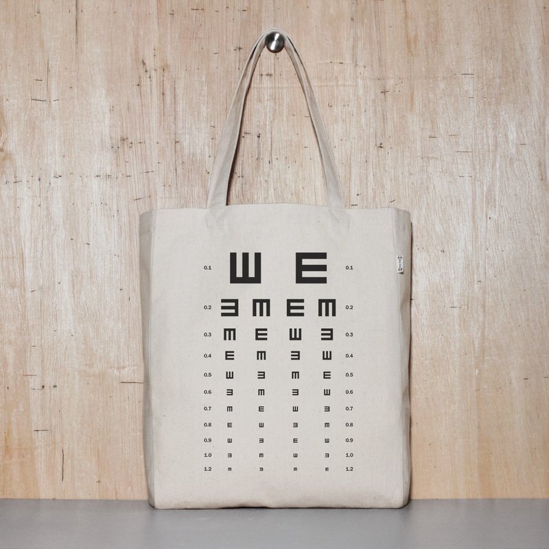 帆布袋 托特包 环保袋 可买空白 - 视力检查表 - 侧背包/斜挎包 - 棉．麻 白色