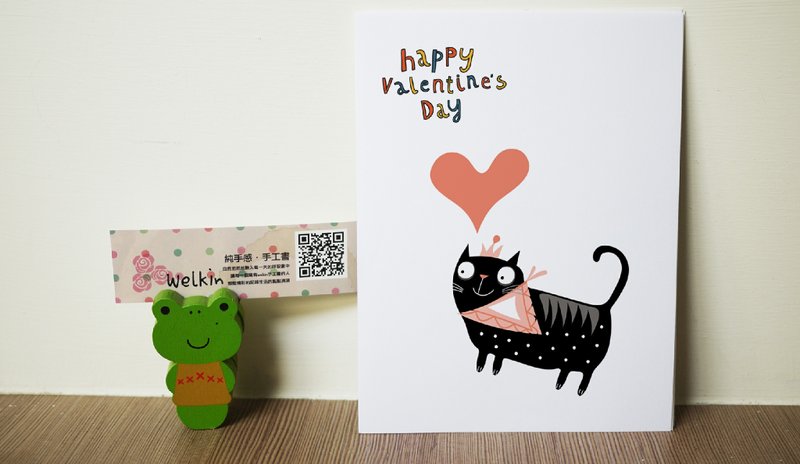 未 洛可可草莓 WELKIN手创 恋爱了_手工明信片-小黑猫 - 卡片/明信片 - 纸 