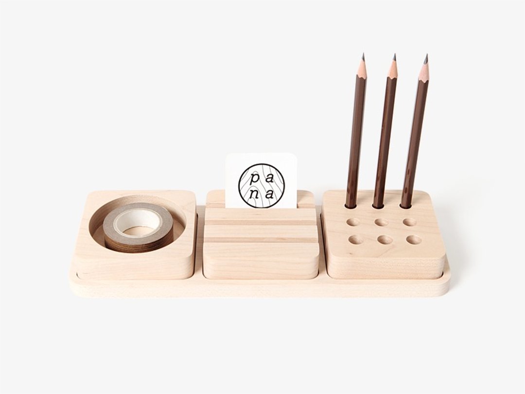 【手工】Pana Objects  豆腐积木S-文具收纳盘 - 笔筒/笔座 - 木头 卡其色