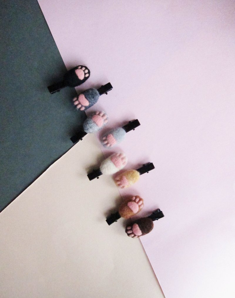 迷你小小肉球头饰夹子／别针 - 发饰 - 羊毛 多色