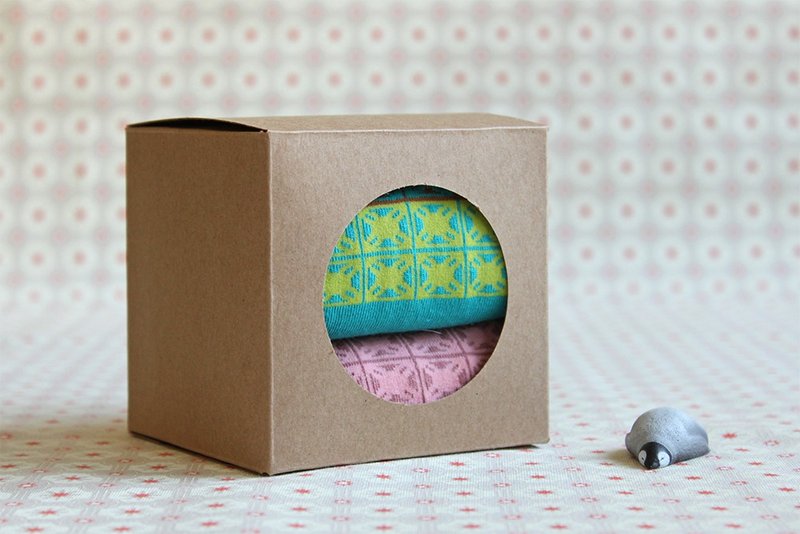 印花乐厚短袜两件组 - 旧花砖 - 袜子 - 其他材质 