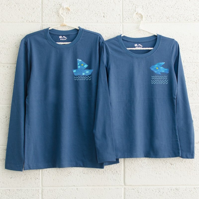 【情人节礼物】【永恒与动】情侣装/长袖T-shirt 生日闺蜜必备 - 女装 T 恤 - 棉．麻 蓝色