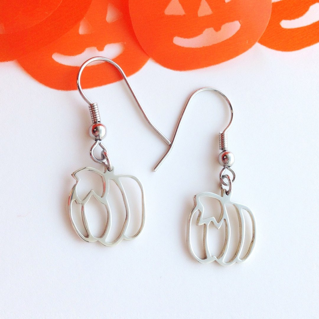 [Order production] earrings / Silver 950 Pumpkin design - 耳环/耳夹 - 其他金属 灰色