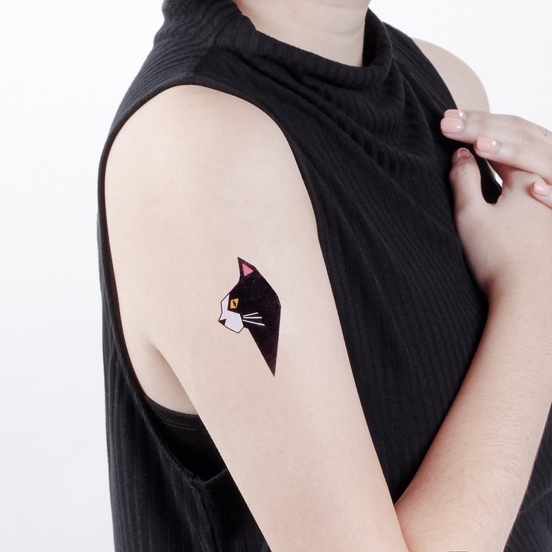刺青纹身贴纸 / 几何黑猫 Surprise Tattoos - 纹身贴 - 纸 黑色