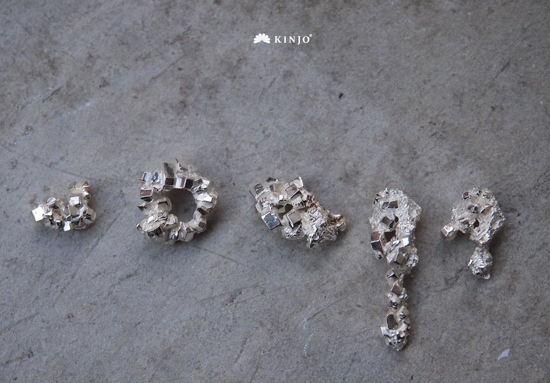 Mineral Specimens：方晶矿石耳环#全5件组 - 耳环/耳夹 - 其他金属 灰色