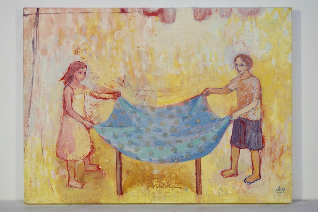 a blue table cloth   original picture - 画框/相框 - 木头 蓝色