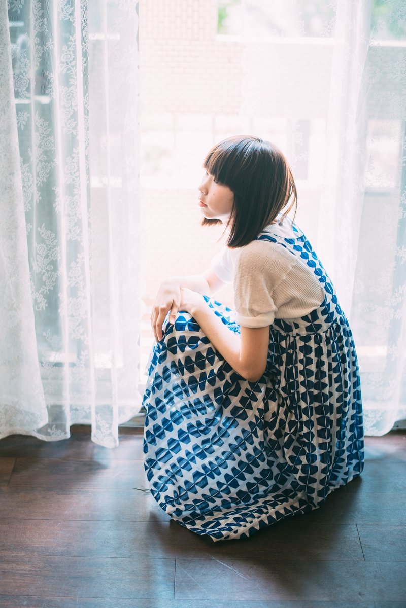 玉女徜徉 (蓝） - 洋装/连衣裙 - 棉．麻 蓝色