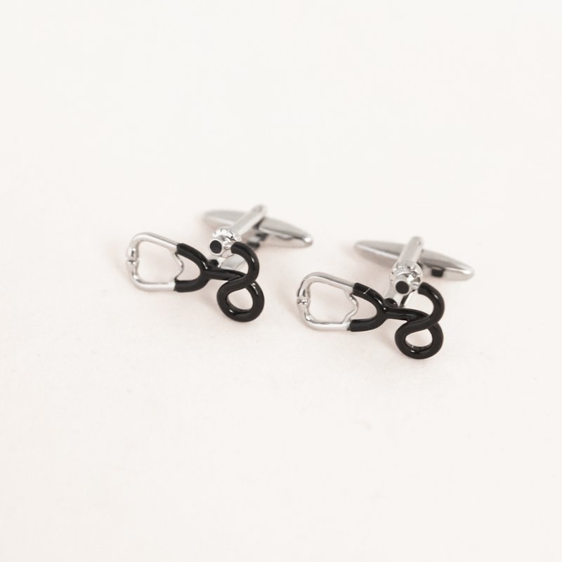 医生系列 医生听诊器 袖扣 Doctor's Stethoscope Cufflink - 袖扣 - 其他金属 银色