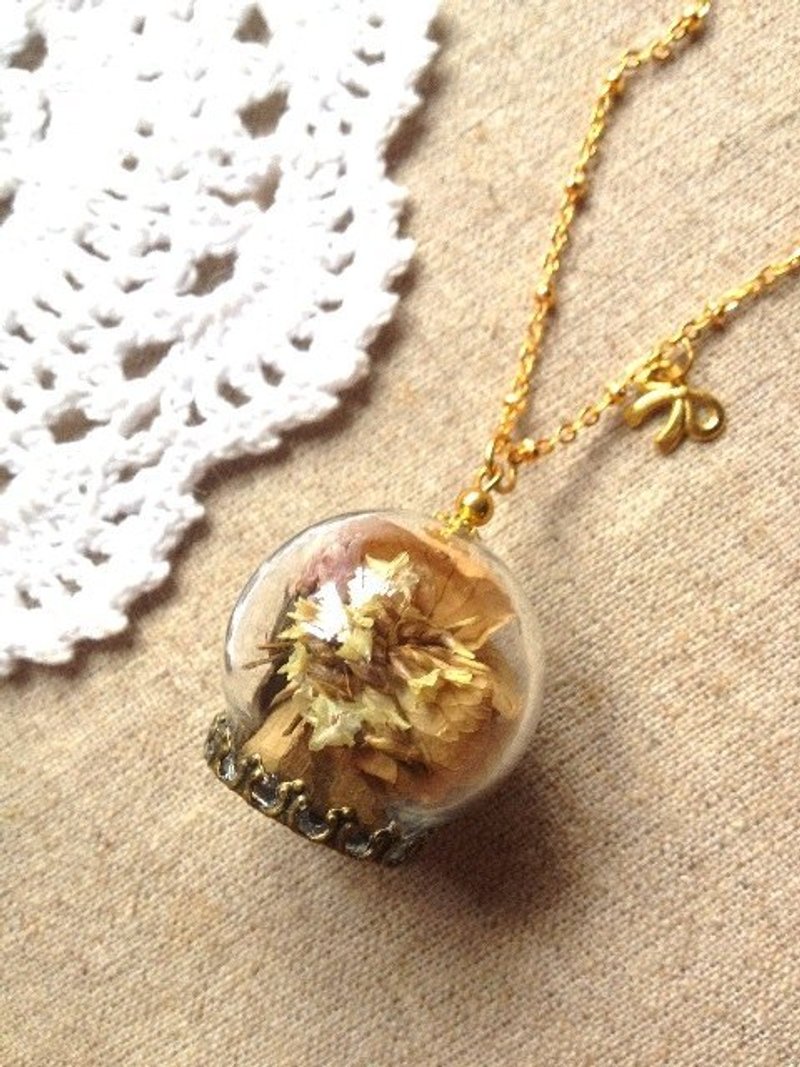 [imykaka] ♥ 干燥花水晶玻璃球项链 情人节 礼物 - 项链 - 玻璃 多色