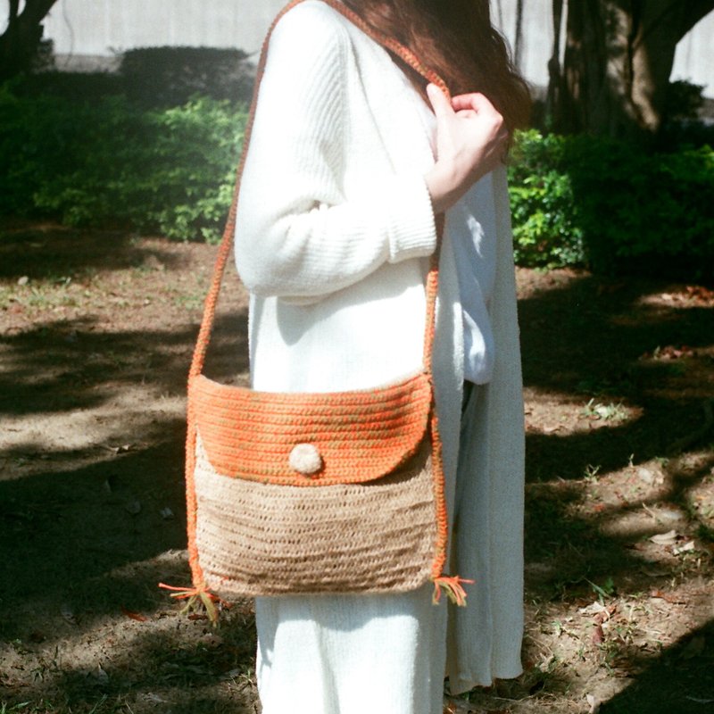下午的姜片金瓜甜汤-斜背包/双色绵麻绳编织 - 侧背包/斜挎包 - 棉．麻 