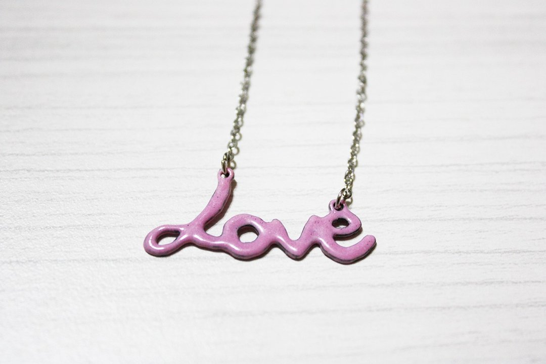 LOve 手工珐琅项链(可选色) - 项链 - 珐琅 粉红色