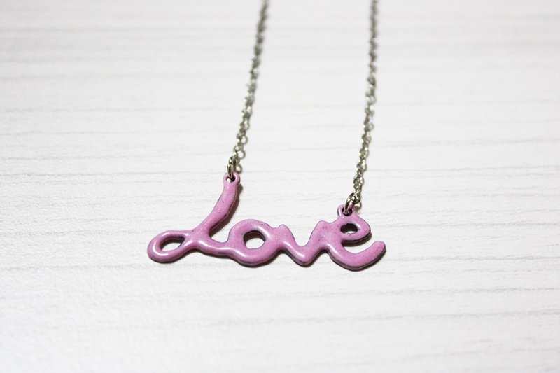 LOve 手工珐琅项链(可选色) - 项链 - 珐琅 粉红色