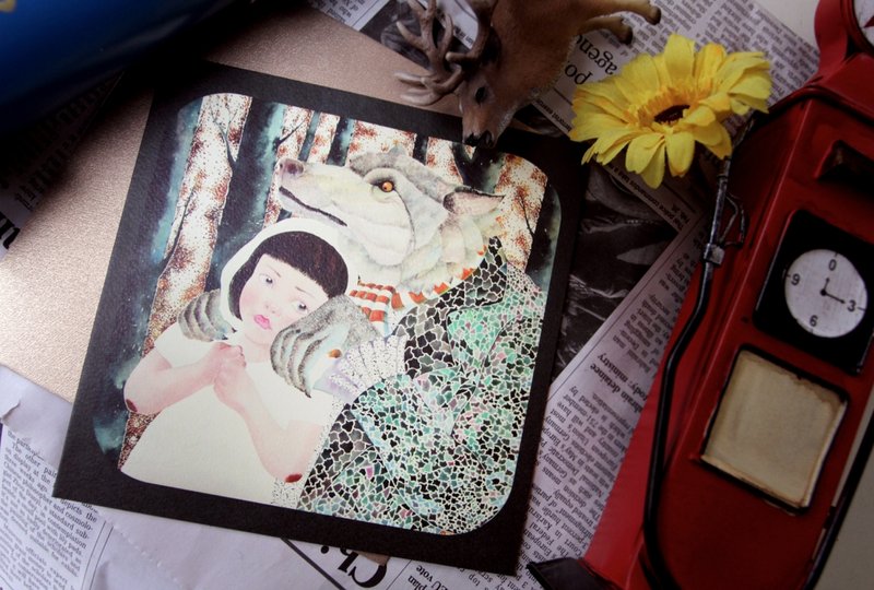 大野狼女孩卡片---美感来自于融入生活的艺术Minervac - 卡片/明信片 - 纸 多色