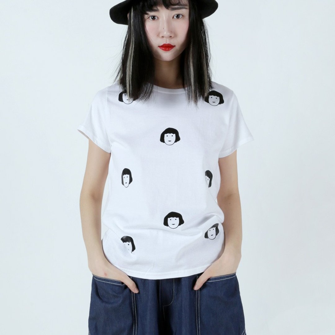 萌萌头白T恤 T-Shirt - imakokoni - 女装 T 恤 - 棉 白色