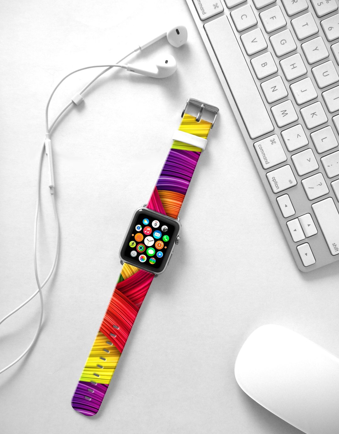 Apple Watch Series 1 , Series 2, Series 3 - Apple Watch 真皮手表带，适用于Apple Watch 及 Apple Watch Sport - Freshion 香港原创设计师品牌 - 色彩笔刷图案 95 - 表带 - 真皮 