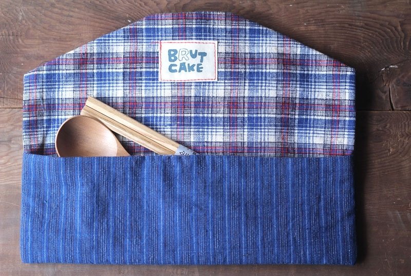 古布餐具袋 § 笔袋 - 厨房用具 - 棉．麻 蓝色