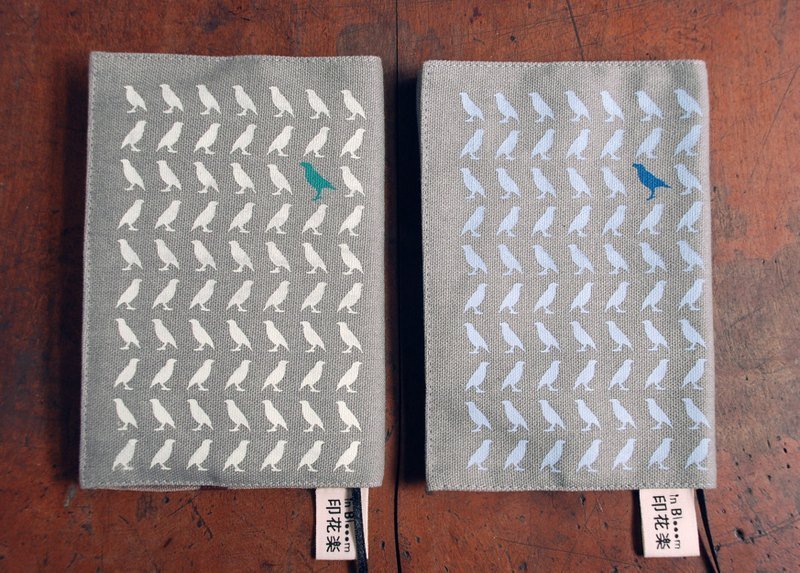 印花乐版画收藏书衣（文库用）-八哥/灰蓝,灰绿 - 笔记本/手帐 - 其他材质 白色